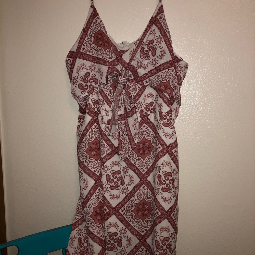 Red bandanna print dress